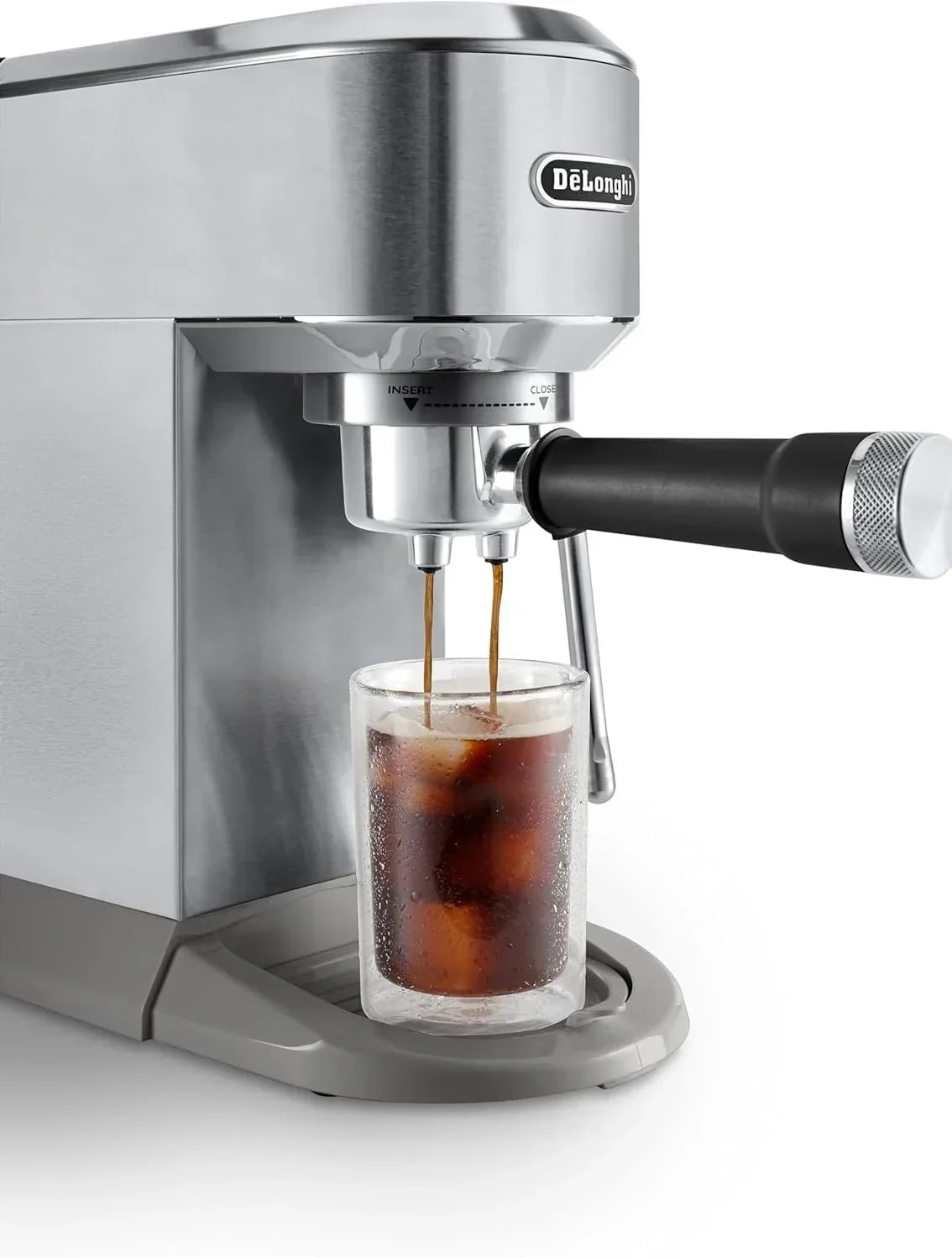 De'Longhi Dedica – Cafetera de bomba de acero inoxidable para café molido o monodosis, espresso y capuchino, depósito de 1,3 litros, sistema antigoteo, modelo EC685.M, color metal