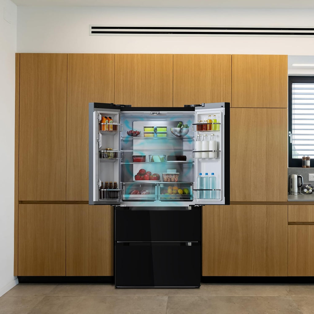 Frigorífico French Door Cecotec Dark 510 L Bolero CoolMarket FD 510 Dark E. 183 cm de alto, 84 cm de ancho, motor Inverter Plus, refrigeración y congelación rápidas, MultiAirFlow, Total NoFrost