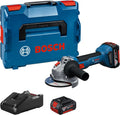 Amoladora angular a batería Bosch Professional 18V System GWS 18V-8 (diámetro de disco 125 mm, incl. 2 baterías GBA 4.0Ah, cargador GAL 18V-40, L-BOXX)