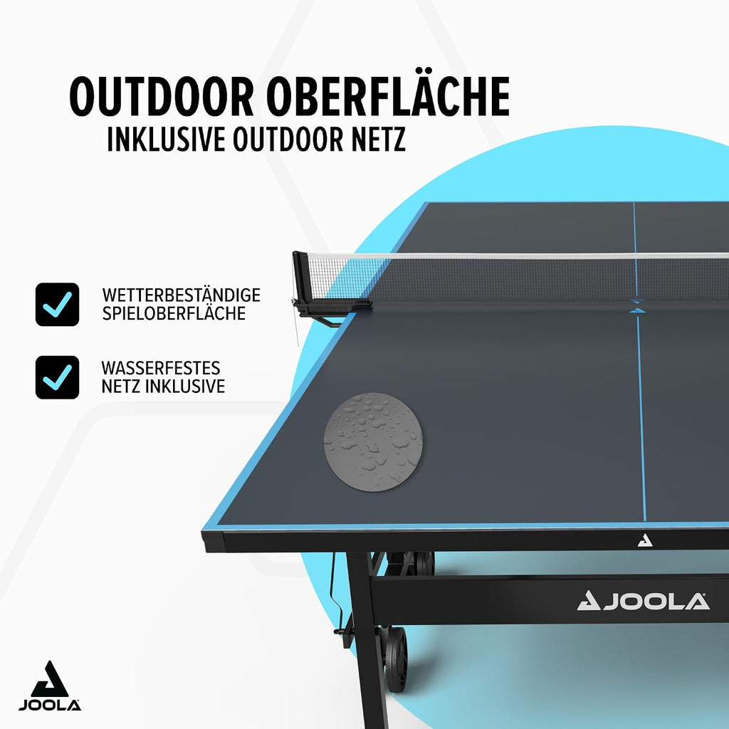Mesa de ping-pong para exteriores JOOLA: mesa de ping-pong profesional con superficie de compuesto de aluminio, resistente a la intemperie y plegable, incluye red