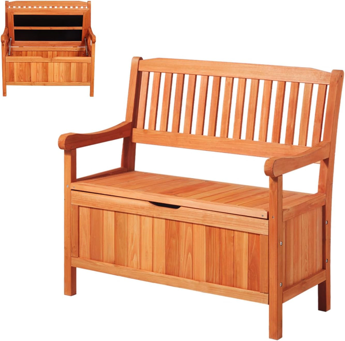 VEVOR Banco de jardín, banco con arcón de almacenamiento, banco de almacenaje, capacidad de carga de hasta 328 kg, asiento de jardín y decoración para porche, para terraza, jardín, balcón, 106,5x58,5x90,1 cm