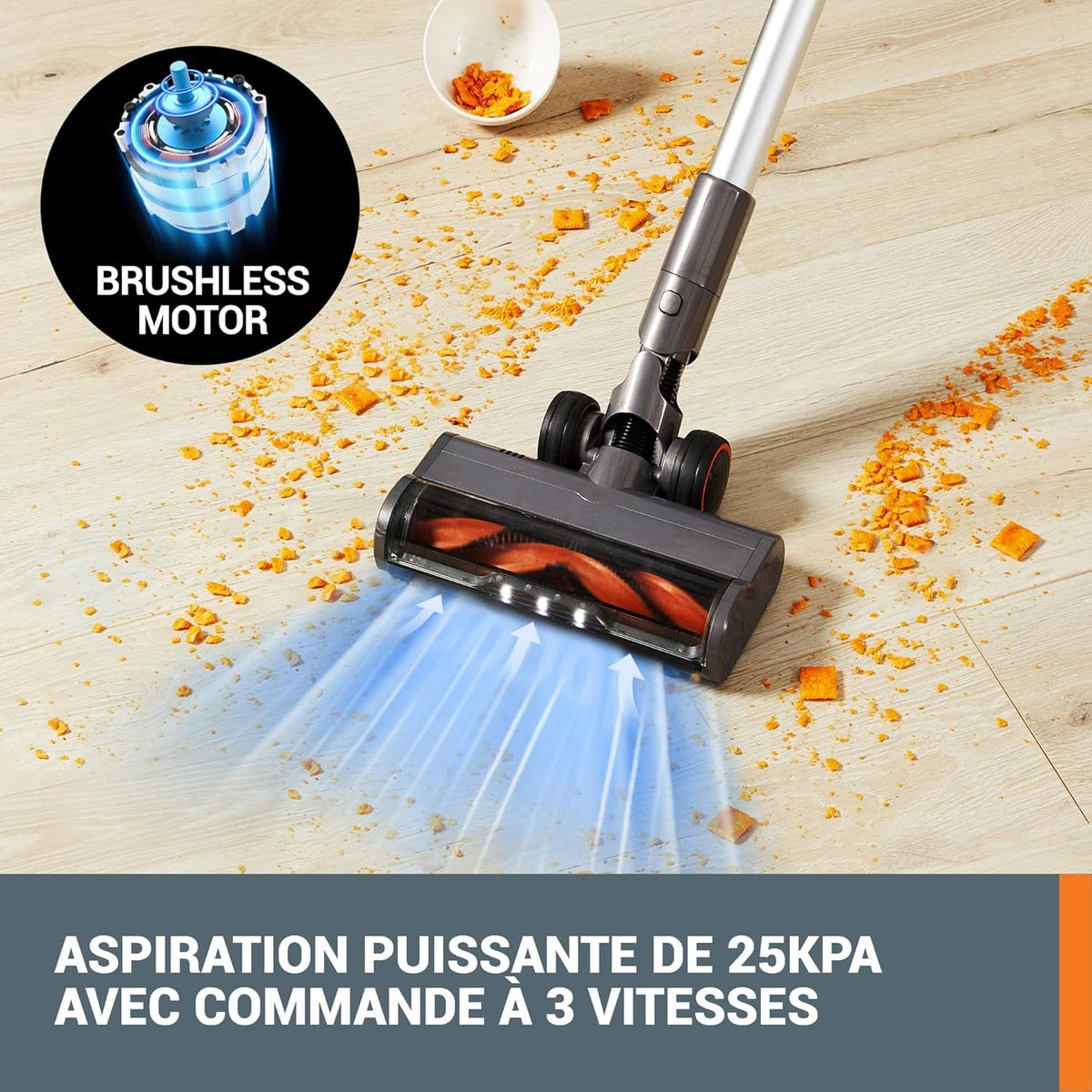 Aspiradora inalámbrica WORX 20V WX038, aspiradora de mano de 25Kpa, 45 min de autonomía, ligera para pelo de mascotas, alfombras y coche - incluye 2 baterías PowerShare, soporte de pared y cargador doble