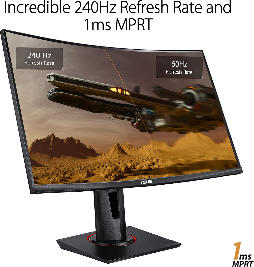 ASUS TUF Gaming VG27VQM - Monitor Gaming Esport 27" FHD - Panel VA curvo - 240Hz - 1ms - 1980x1080 - Display Port, 2X HDMI y 2X USB-A - Altavoces - AMD FreeSync - Extreme Low Motion Blur