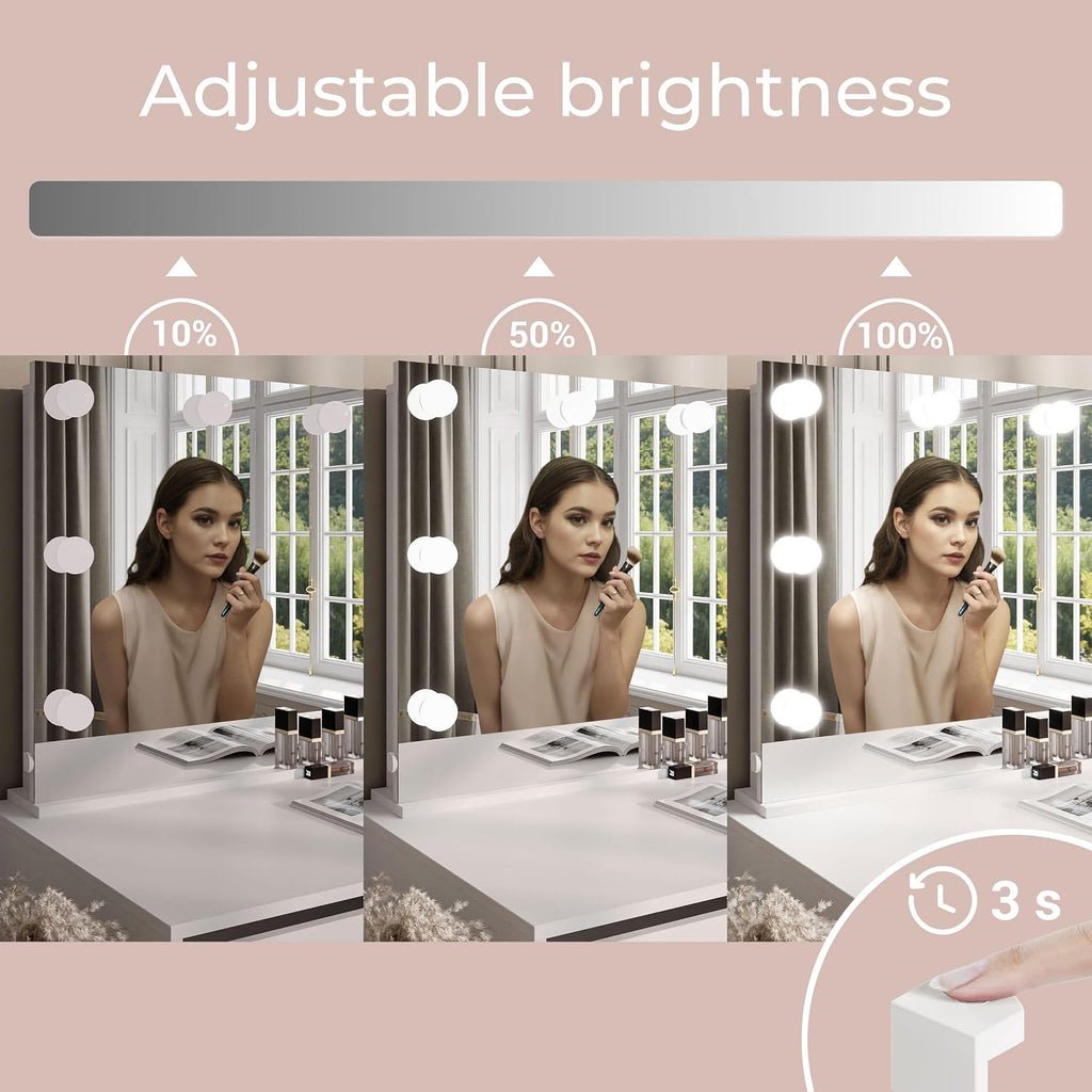 Tocador Lookway MADA Elite II con espejo LED – Elegante cachemira o blanco de alto brillo, montaje en pared, cajones espaciosos (cachemira/cachemira de alto brillo)