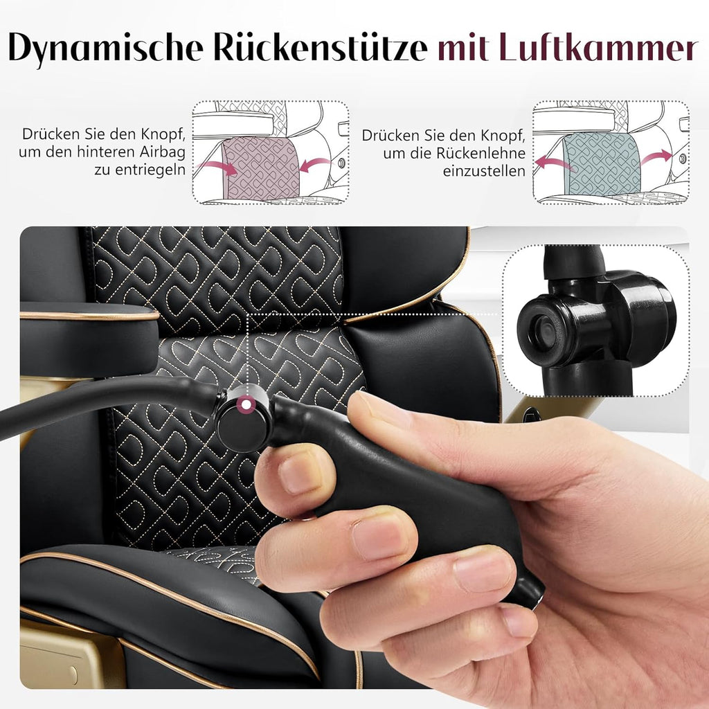 Silla de oficina Big and Tall de 230 kg, sillón ejecutivo ergonómico de piel con asiento cómodo, reposabrazos 5D, soporte lumbar ajustable, respaldo alto, silla giratoria grande para oficina en casa, negro