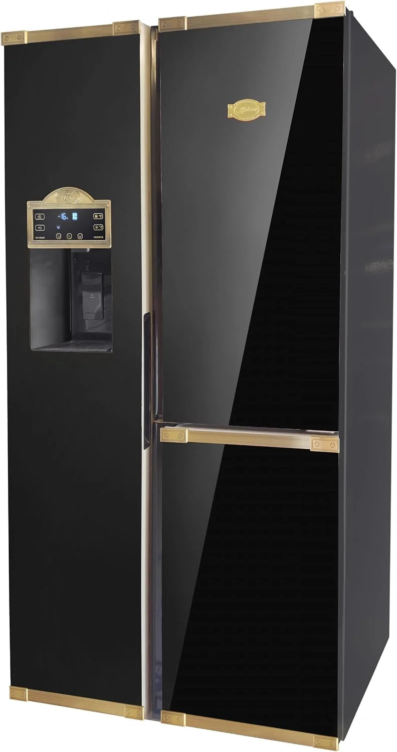 Kaiser Side-by-Side lodówka KS 90300 AD Bio • Art Deco lodówka/zamrażarka 538L • No Frost • System Fresh ICE • sprężarka inwerterowa • szary kolor szklany Antique Gold