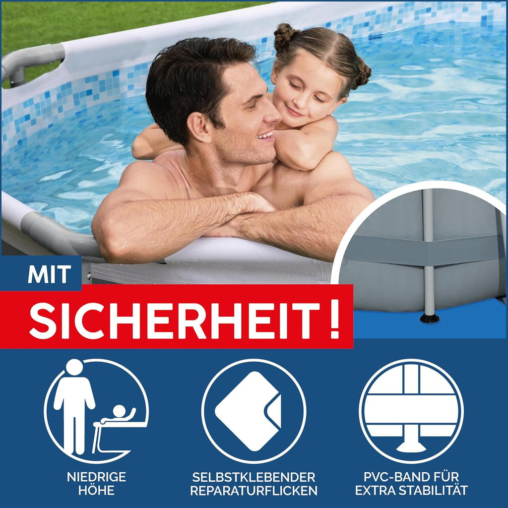 Set de piscina con estructura Power Steel de Bestway, ovalada, con bomba de filtrado, 305 x 200 x 84 cm, gris, 5614A