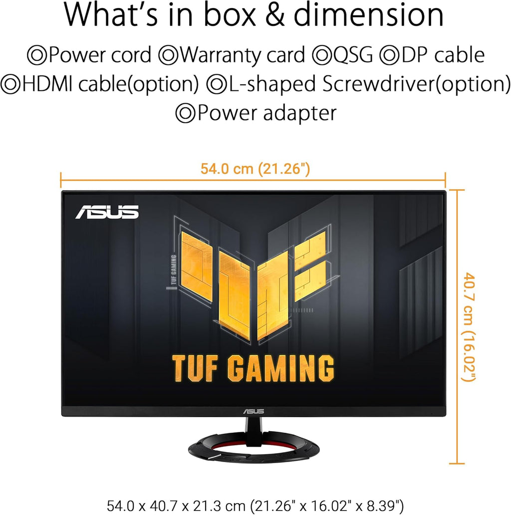 Monitor gaming ASUS TUF Gaming VG249Q3R – 23,8 pulgadas, Full HD (1920x1080), 180 Hz, Fast IPS, Extreme Low Motion Blur™, 1ms (GTG), FreeSync™, Variable Overdrive, 100% sRGB