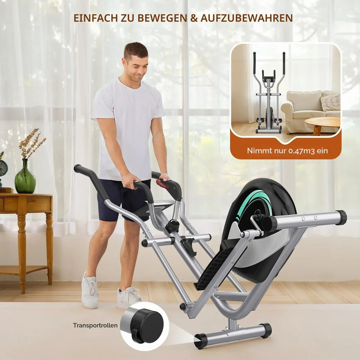 Crosstrainer magnético Dripex Leiser para el hogar con 16 niveles de resistencia, volante de inercia de 6 kg y medición de pulso LCD