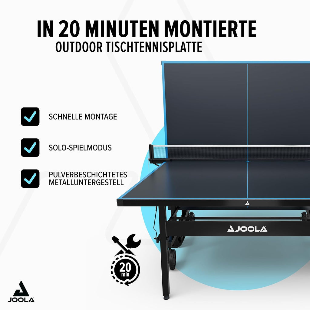 Mesa de ping-pong para exteriores JOOLA: mesa de ping-pong profesional con superficie de compuesto de aluminio, resistente a la intemperie y plegable, incluye red