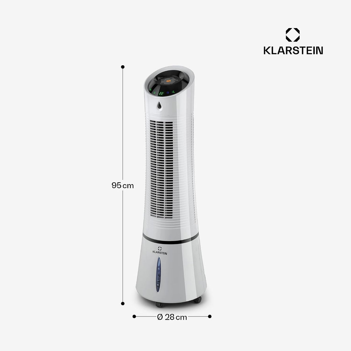 Klarstein 4 en 1: Enfriador de aire inteligente, ventilador, humidificador e ionizador I Depósito de agua de 6 L, oscilación, 30 W, 210 m³/h, temporizador I Aire acondicionado sin tubo de escape, aire acondicionado móvil, plata