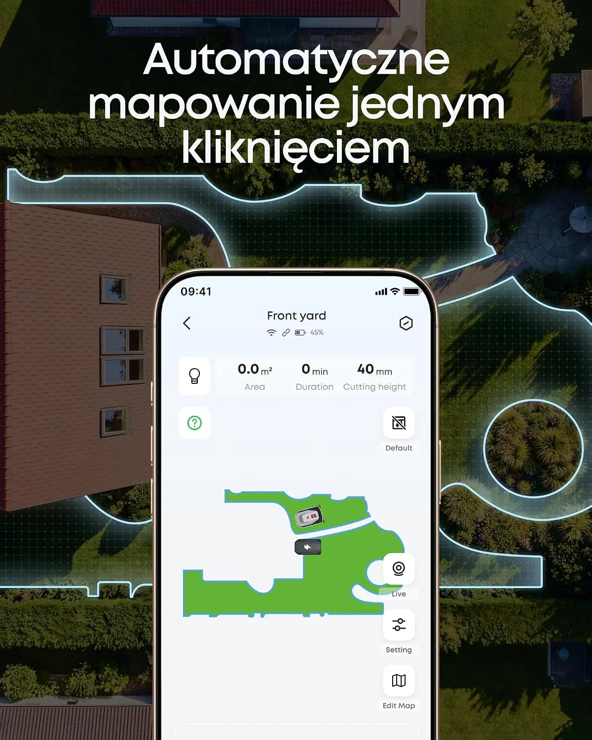 eufy bezprzewodowy robot koszący C15, bez RTK, mapowanie, kamera AI