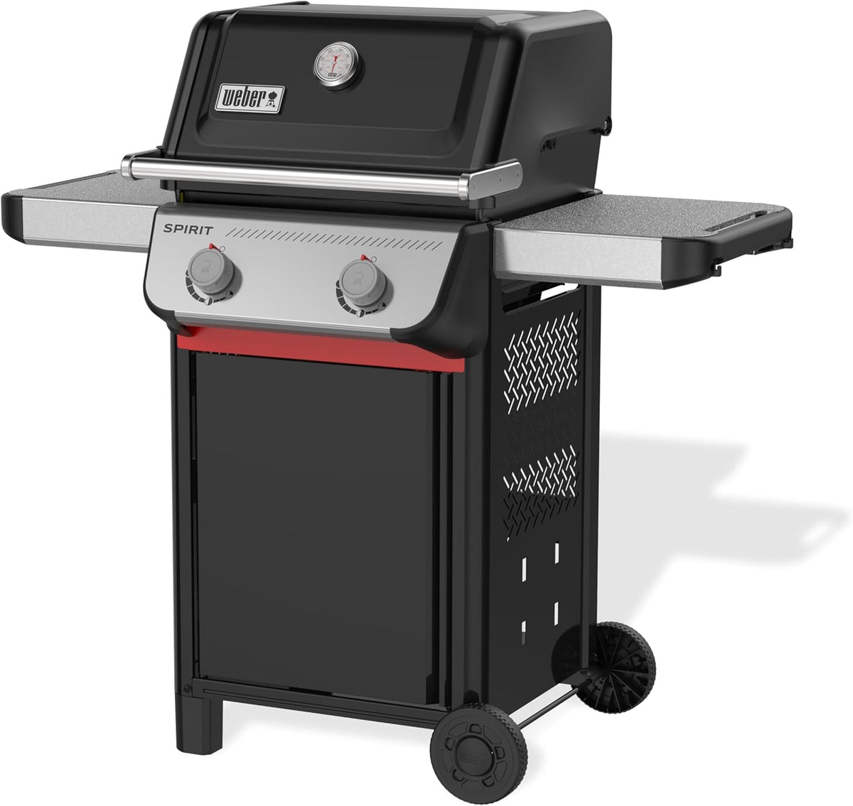 Barbacoa de gas Weber Spirit E-210, 2 quemadores, superficie de cocción 51 x 46 cm, termómetro en la tapa, 2 ruedas, negro/plata (1500838)