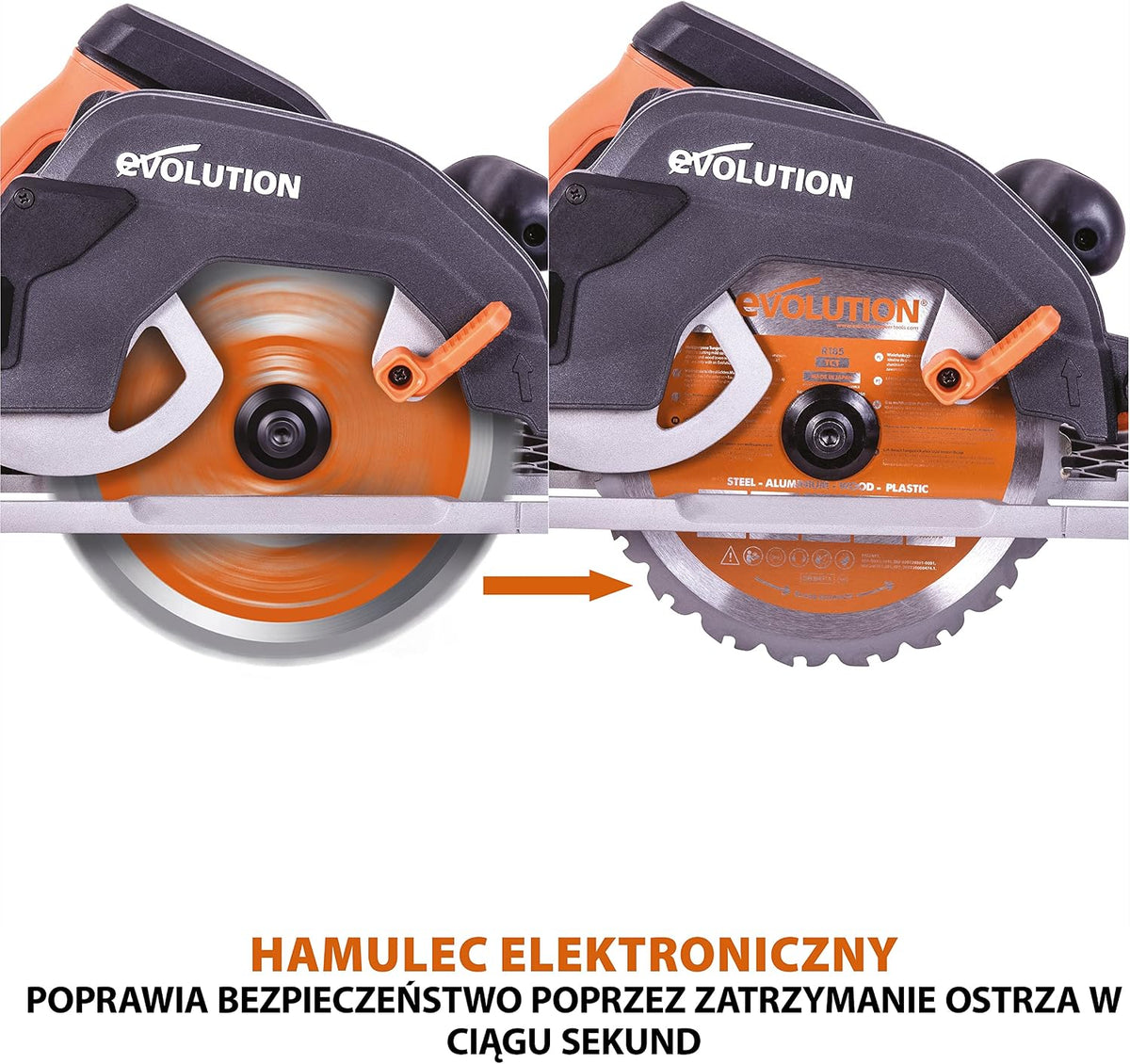 Evolution Power Tools R185CCSX Piła tarczowa i prowadnica do różnych materiałów, tnie drewno, drewno z gwoździami metal stal aluminium plastik, opcja odchylenia, w zestawie prowadnica 1020 mm, 185 mm