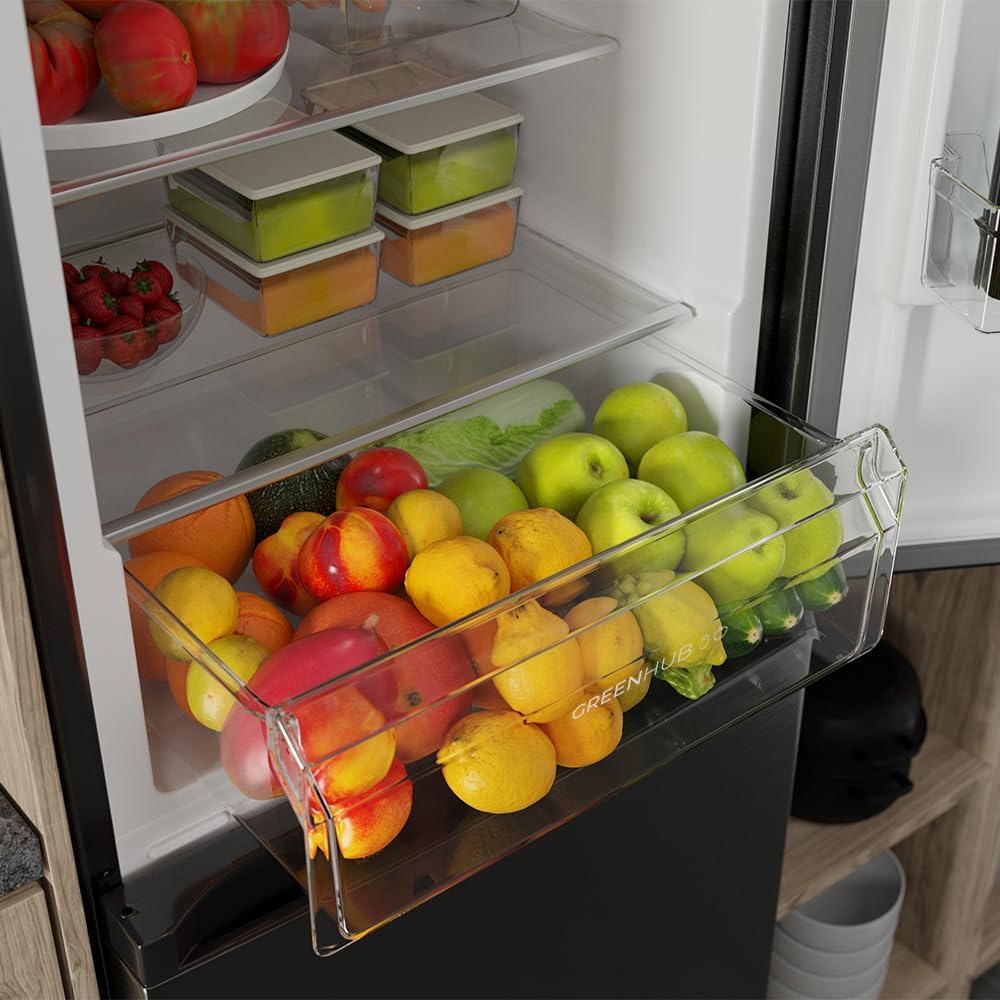 Cecotec Bolero CoolMarket Frigorífico Combinado 2 Puertas Combi 296 DF Dark E. 296L, 60cm de ancho, funciones FastCooling, FastFreezing y DeFrost, interior LED, Dark Inox