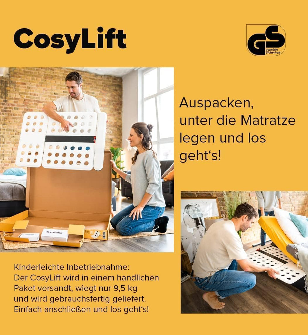 COSYLIFT Suplemento para somier, suplemento para cama boxspring: elevador eléctrico ajustable para somieres y colchones, para todas las camas y camas boxspring, con motor y mando manual