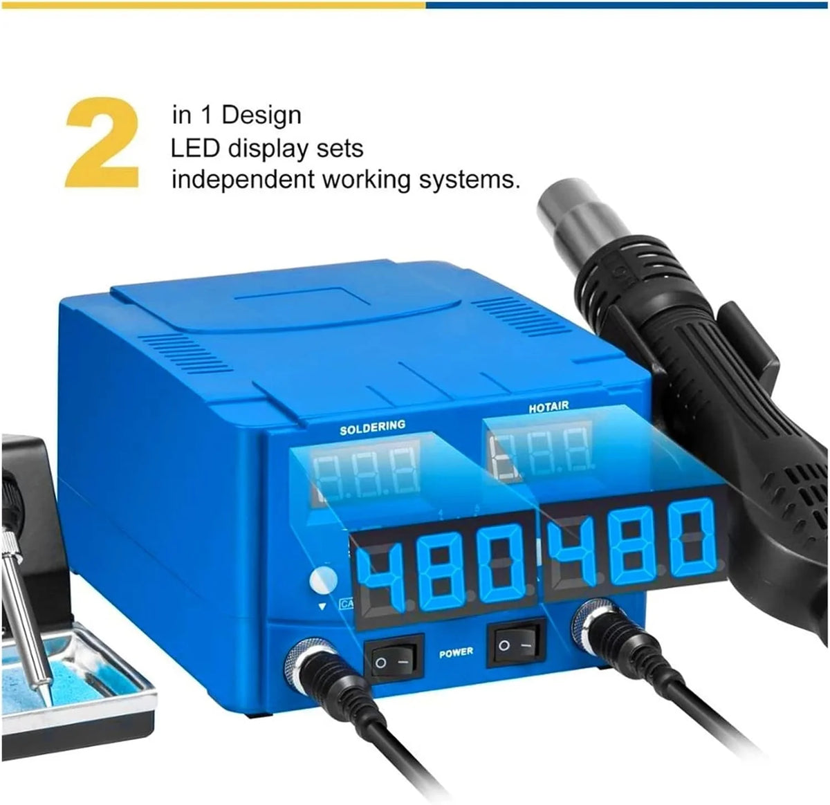 Stacja Lutownicza, 2 W 1 800W SMD Stacja lutownicza stacja przeróbka gorącego pistoletu DOPROWADZIŁO Cyfrowe elektryczne lutownicze BGA spawalnicza(PSST001 P01)