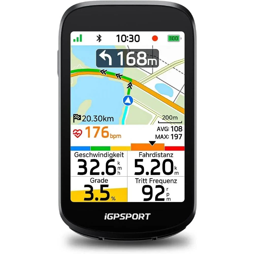 Ciclocomputador BSC500 con navegación GPS, pantalla a color de 3,3 pulgadas, pantalla táctil, IPX7, ANT+, Bluetooth, modo bicicleta eléctrica y función de mapas