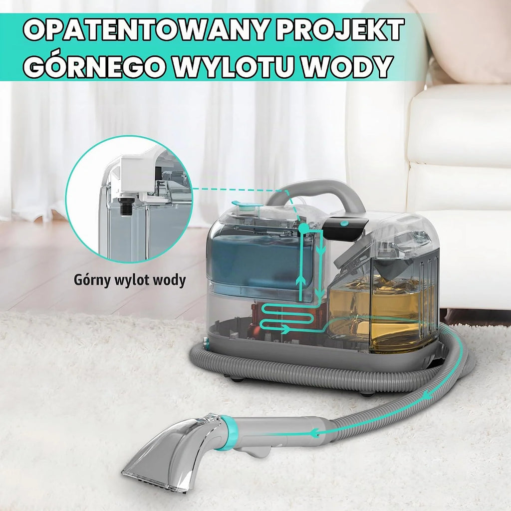 HAUSHOF StainZapper Vapo przenośna myjka parowa 1200 W, podkładka lawowa 1,8 l z ogrzewaniem do siedzeń samochodowych, dywanów i dywanów, myjka parowa do kuchni i łazienek z 750 ml środkiem