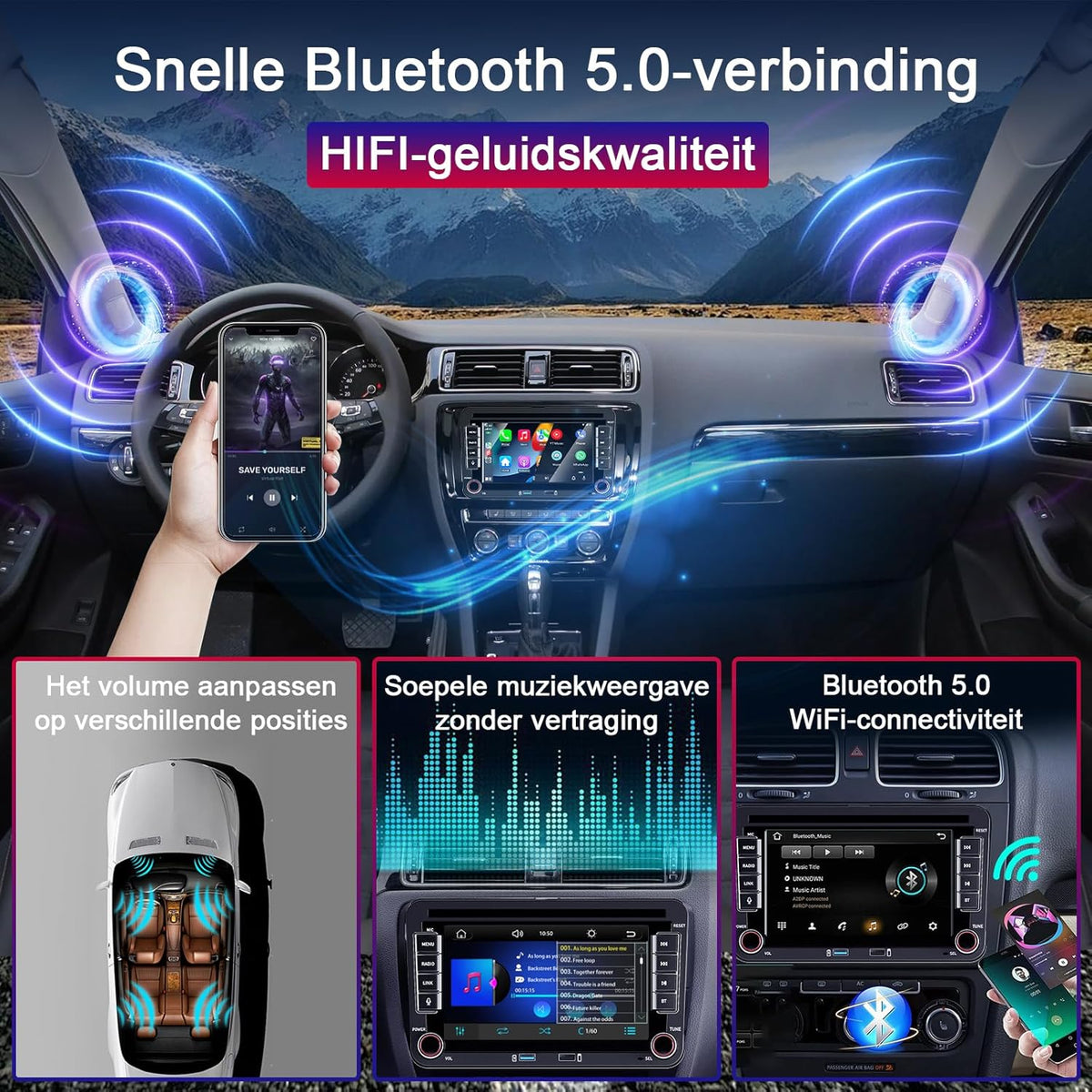 Autorradio Apple CarPlay para VW Golf 5 6 Polo T5 Tiguan Skoda Passat Jetta Caddy B6 B7 Touran Android Auto, pantalla táctil de 7 pulgadas Radio VW con Bluetooth/FM/AM/USB/RDS