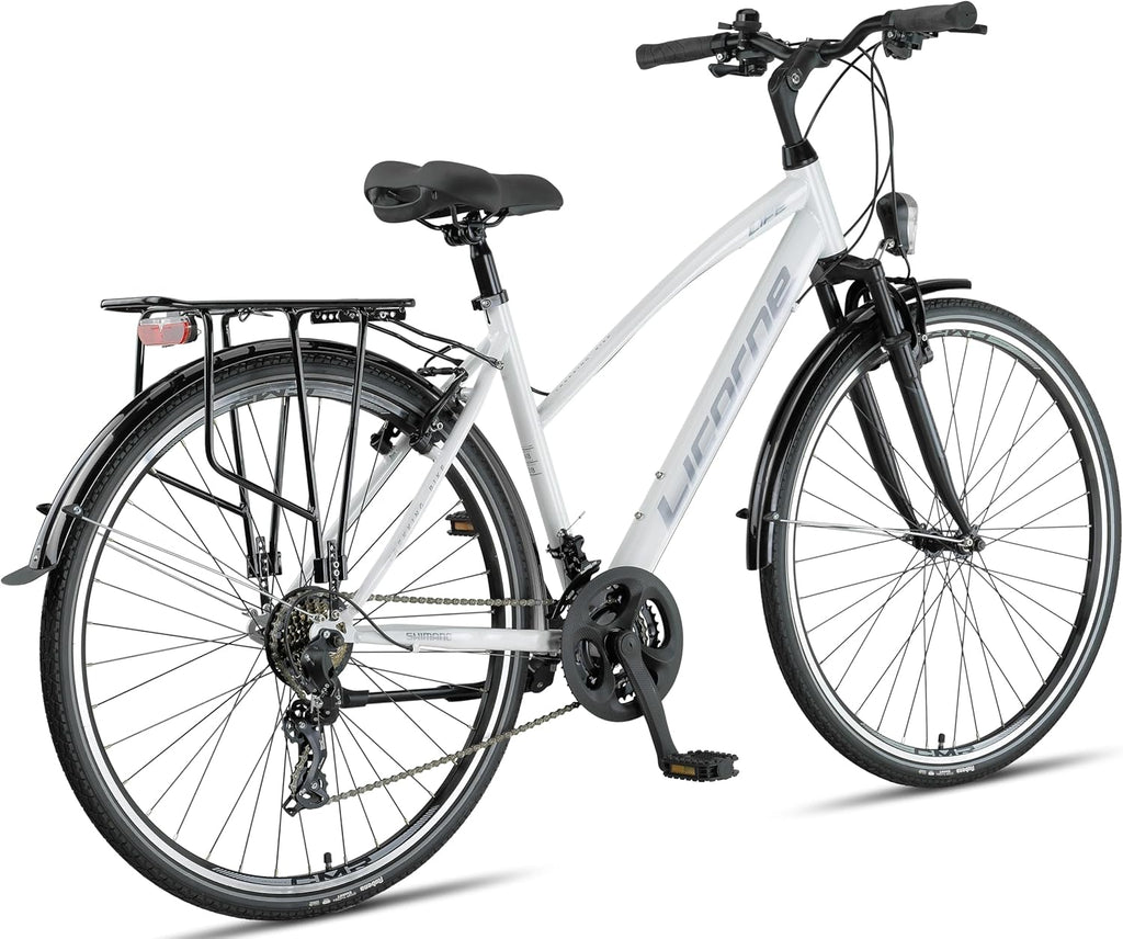 Bicicleta de trekking premium Licorne Bike de 28 pulgadas para hombres, jóvenes, chicas y mujeres, con 21 velocidades, bicicleta de ciudad, bicicleta para hombre L-V-ATB