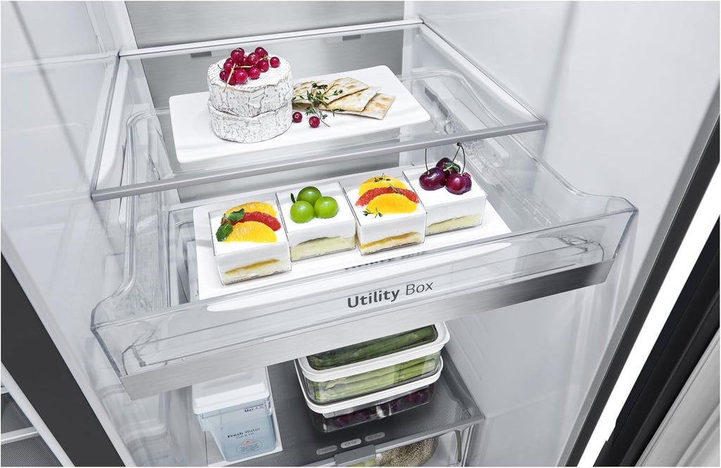 Frigorífico Side by Side LG GSGV81PYLL, Clase E, 635 L, Instaview, frigorífico con congelador, dispensador de hielo, hielo picado y agua, Total NoFrost, compresor Smart Inverter, Wi-Fi