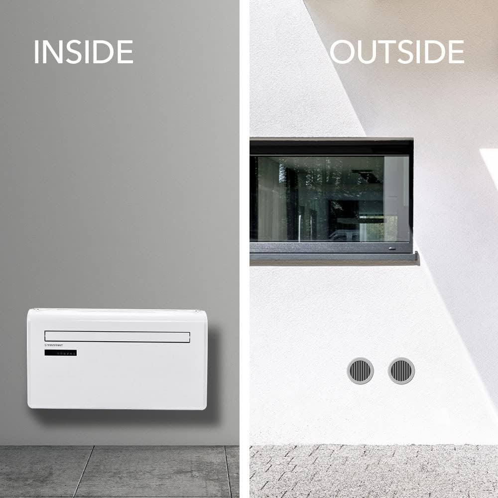 TROTEC Aire acondicionado de pared PAC-W 2650 SH | Climatización 4 en 1: refrigerador, calefactor, ventilador, deshumidificador | con integración WLAN y control mediante smartphone