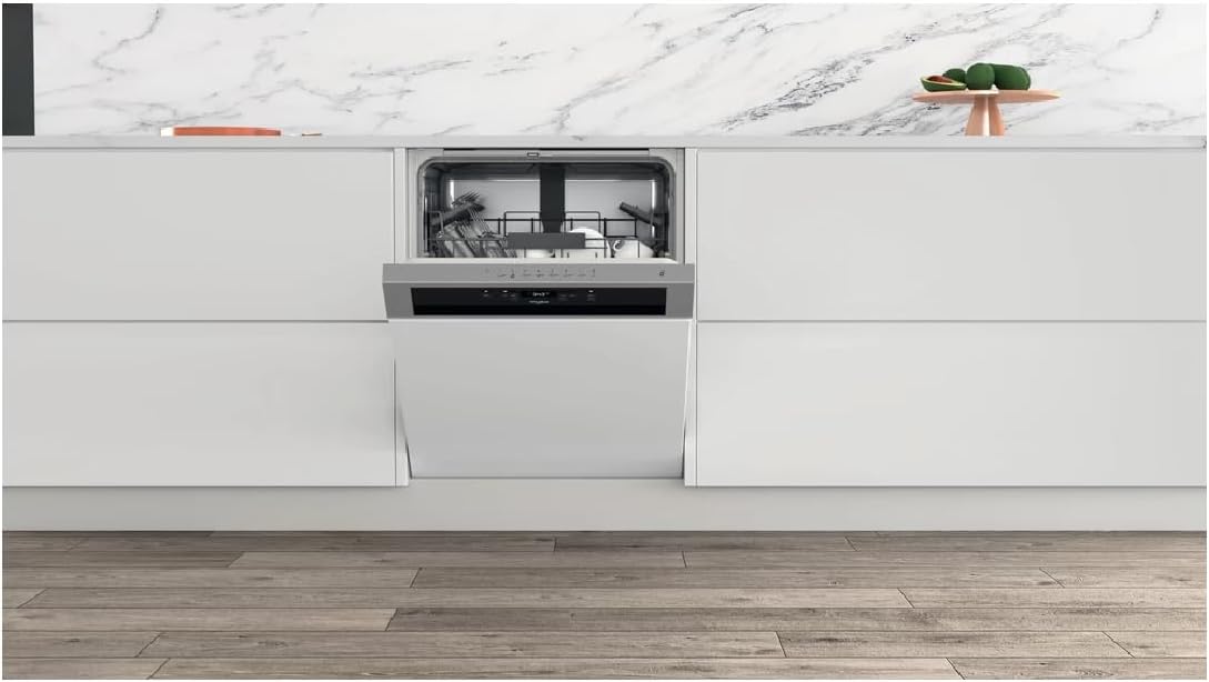 Lavavajillas integrable Whirlpool WBC3C26X - Lavavajillas integrable 60 cm - Clase A++ / 46 decibelios - 14 cubiertos - Integrable con panel de control a la vista: Inox