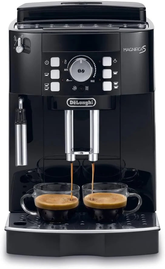 De'Longhi Magnifica S ECAM 21.116.B automatyczny ekspres do kawy (przyciski bezpośredniego wyboru i pokrętła, dysza do spieniania mleka, mechanizm mielący stożkowy 13 stopni, wyjmowany zestaw do