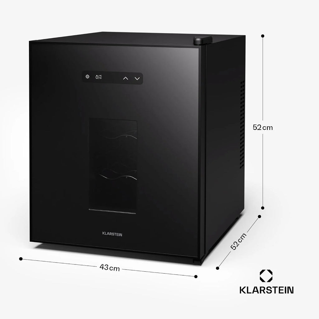 Klarstein Freistehender Weinkühlschrank, 1 Zonen Getränkekühlschrank Klein, Kleiner Weinschrank, Wein-Kühlschrank mit Glastür, Leiser Flaschenkühlschrank für Wein & Bier, 5-22°C, 16 Flaschen