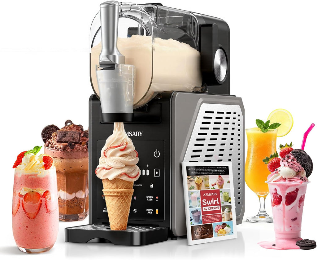 Máquina de granizados: máquina de helados y granizados de 2,5 L para el hogar, con pantalla LED, 6 programas preestablecidos para helados, frappés, batidos y limpieza automática (negro)