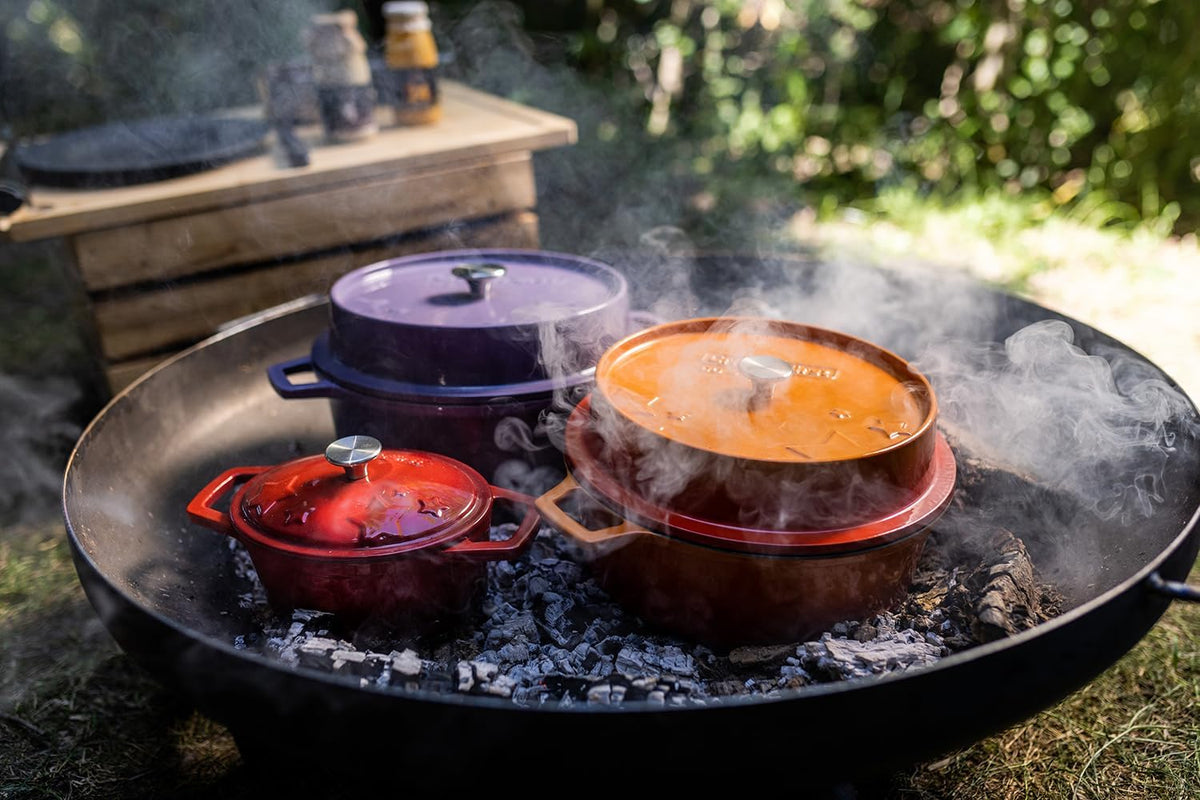 Brasero Grillfürst de acero de Ø 120 cm - brasero para jardín o terraza, sólido, duradero y resistente al calor, para hogueras o como zona de cocción, diámetro 120 cm