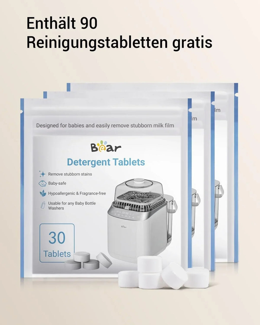 Bottle Washer Pro Limpiador, esterilizador y secador automático para biberones, 5 modos, 72 horas de almacenamiento, 90 pastillas de limpieza