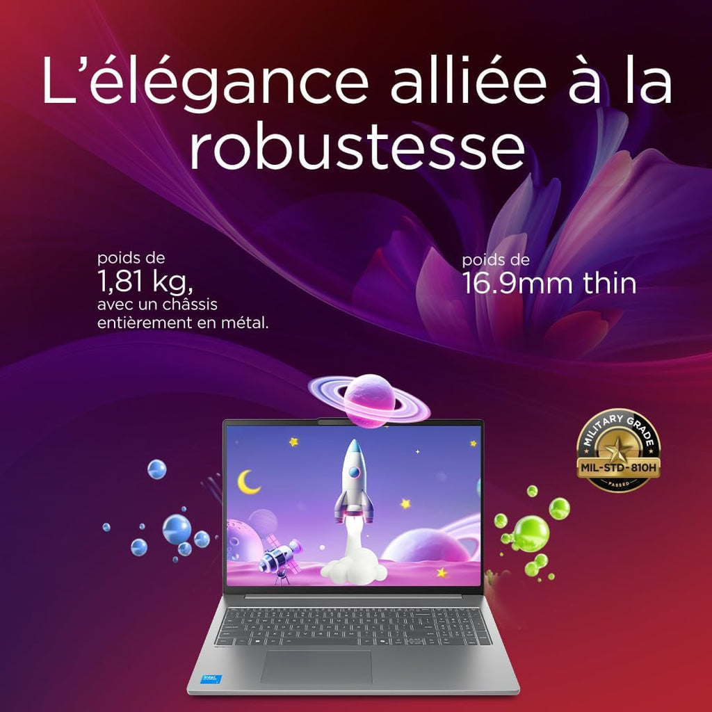 Lenovo IdeaPad Slim 5 16IRH10R - Ordenador portátil de 16'' WUXGA (Intel Core 7 240H, 32 GB de RAM, 512 GB de SSD, Intel Graphics, Windows 11 Home) Teclado francés AZERTY - Gris