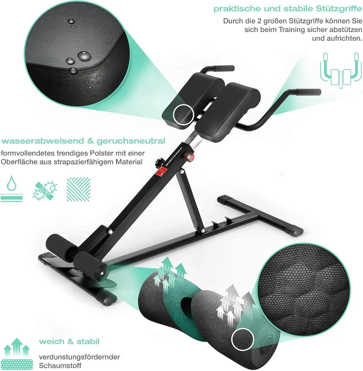Entrenador de abdomen y espalda BRT150, banco de pesas multifuncional 6 en 1 ajustable para entrenamiento de fuerza en casa, hasta 130 kg