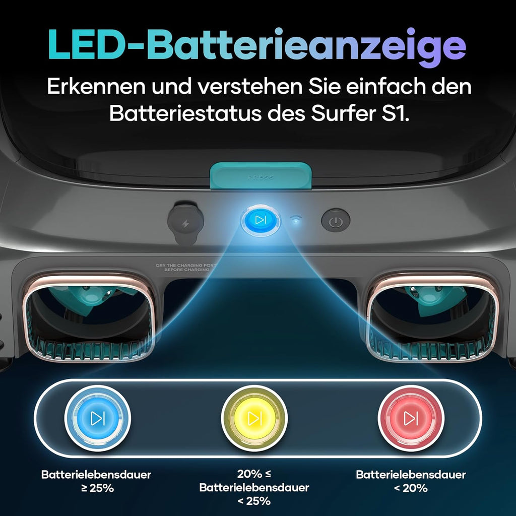 Limpiador de superficie para piscinas AIPER Surfer S1, robot de piscina con batería y energía solar, limpieza de superficie de agua, 20 horas de autonomía, aplicación inteligente, temperatura del agua, ideal para todo tipo de piscinas
