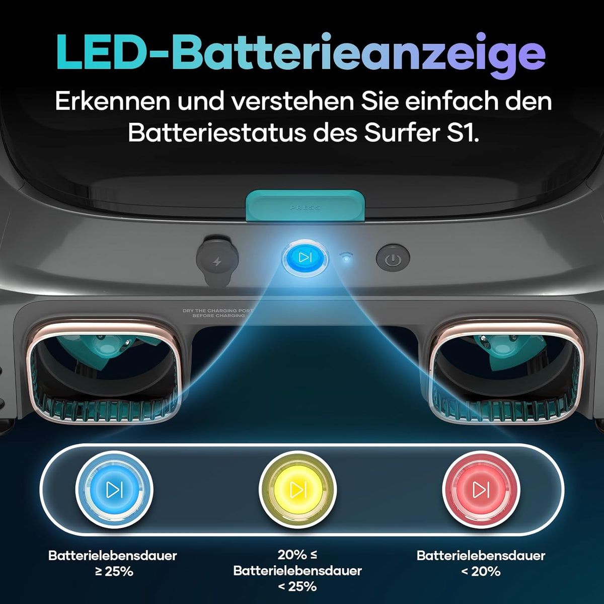 Limpiador de superficie para piscinas AIPER Surfer S1, robot de piscina con batería y energía solar, limpieza de superficie de agua, 20 horas de autonomía, aplicación inteligente, temperatura del agua, ideal para todo tipo de piscinas
