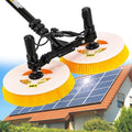 Cepillo de limpieza solar profesional para exteriores, cabezal de doble rotación, 65 cm/25.59 pulgadas de ancho de trabajo, pértiga telescópica, resistente al agua y ahorro de energía, para instalaciones fotovoltaicas (red eléctrica, 7.5 m)