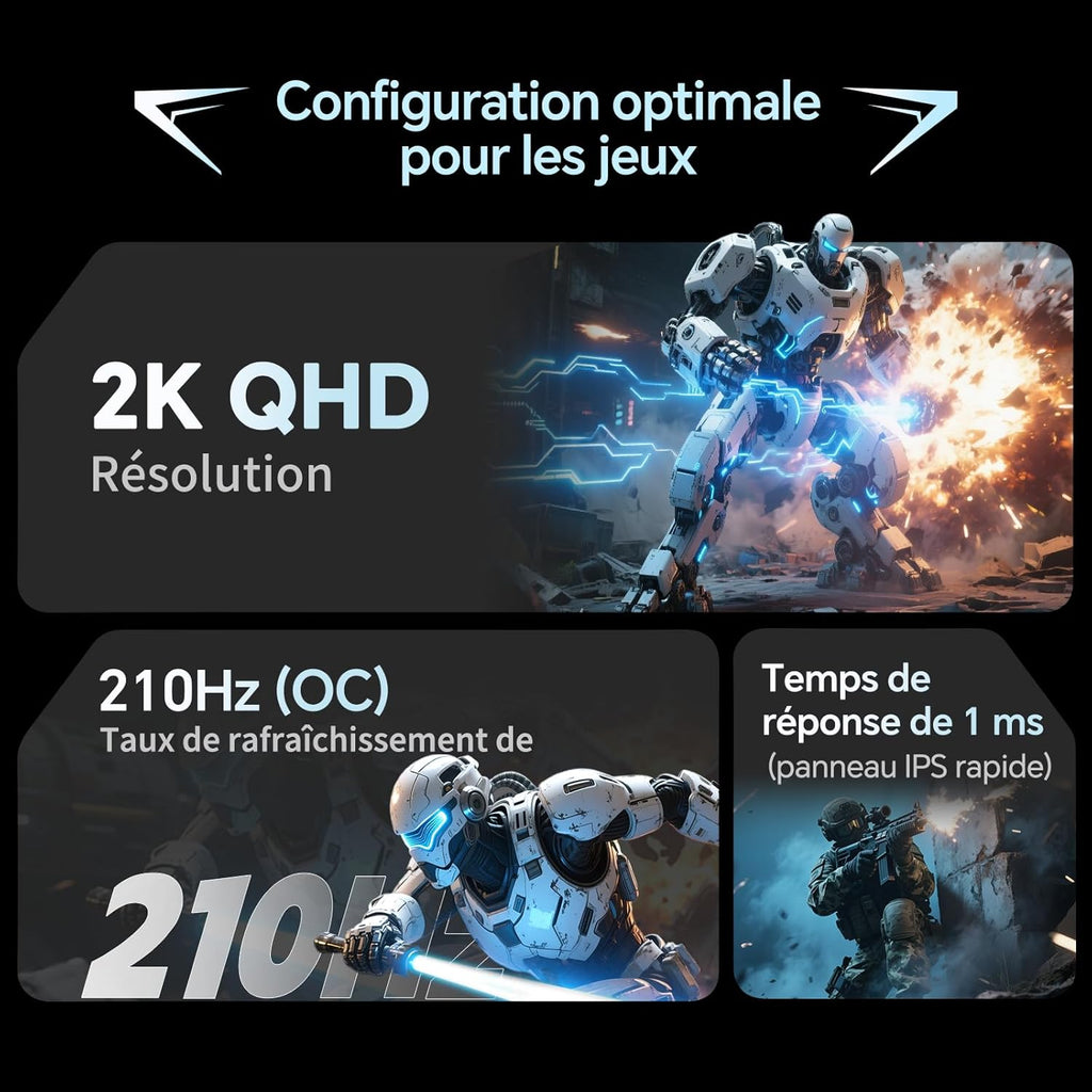 Monitor Gaming KTC de 27 pulgadas | 2K@200Hz | Altavoces integrados | Panel Fast IPS | Tiempo de respuesta de 1ms (MPRT) | Brillo de 450 CD/㎡, HDR400 | Adaptive Sync | 131% sRGB, 97% DCI-P3, ΔE＜2 | Blanco