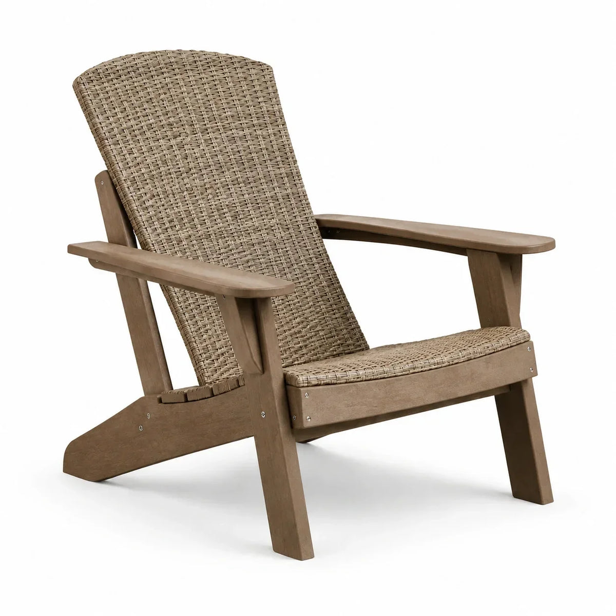 Silla Adirondack de Polywood con respaldo de mimbre marrón