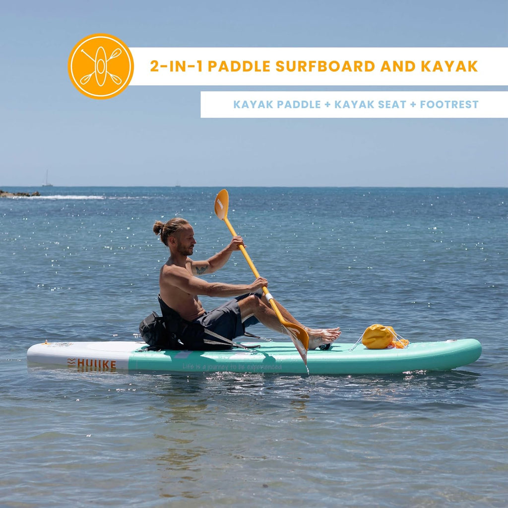 Tabla de paddle surf inflable HUIIKE para adultos con accesorios incluidos, remo, aletas, bomba. Tabla de paddle surf de gran estabilidad y resistencia. 10’ x 33" x 5.9", carga máxima 286 lb