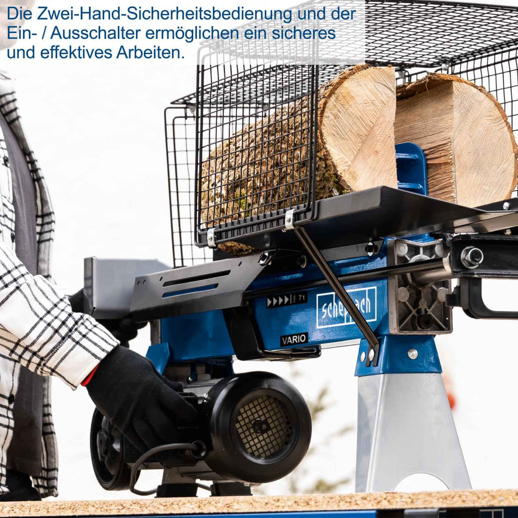 Rajadora de leña horizontal HL760L, rajadora hidráulica eléctrica 230 V, fuerza de corte 7 t, longitud de corte 520 mm, 2200 W