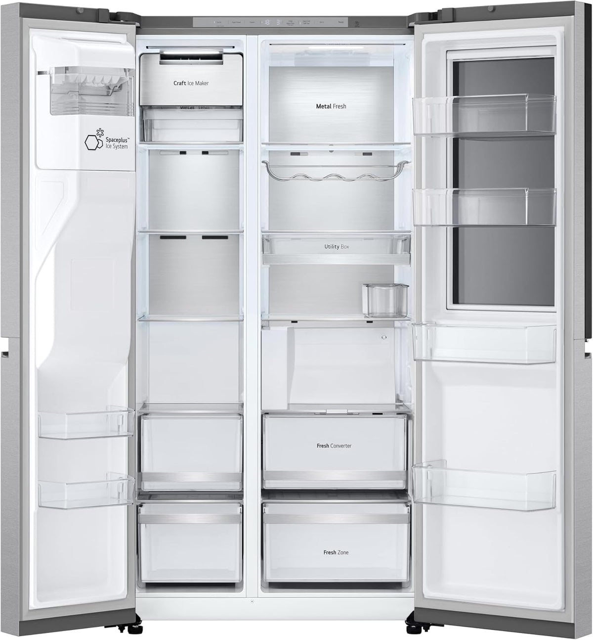 Frigorífico Side by Side LG GSGV81PYLL, Clase E, 635 L, Instaview, frigorífico con congelador, dispensador de hielo, hielo picado y agua, Total NoFrost, compresor Smart Inverter, Wi-Fi