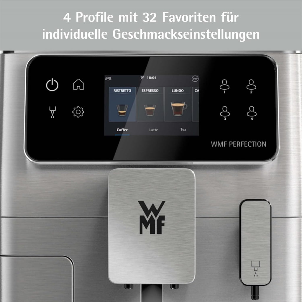 Cafetera superautomática WMF Perfection 640 con sistema de leche, 16 especialidades de café, doble termobloque, molinillo de acero inoxidable, almacenamiento de perfiles de usuario (640: WMF Perfection 640 con sistema de leche)