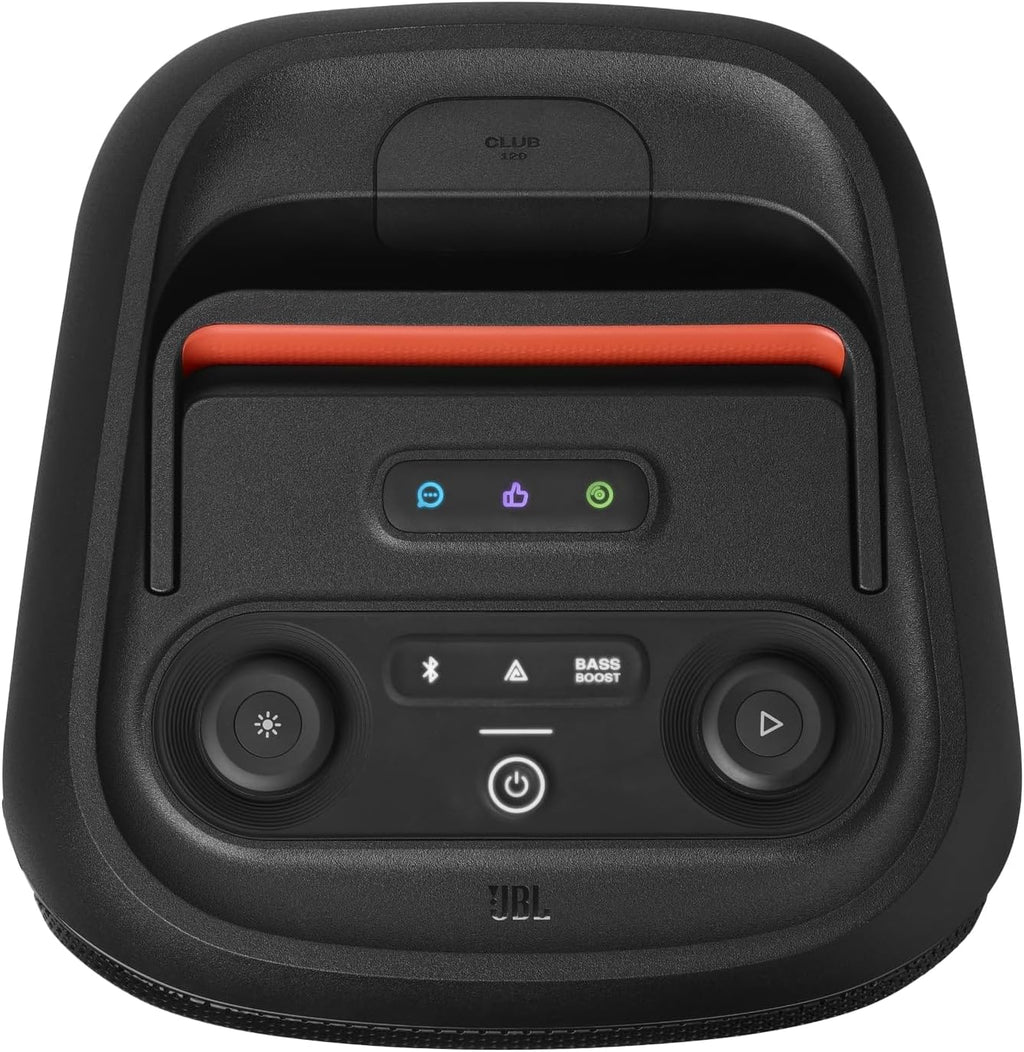 JBL Partybox Stage 120 en negro: altavoz Bluetooth portátil con sonido JBL Pro, espectáculo de luces, refuerzo de sonido con IA y asa telescópica: 12 h de autonomía