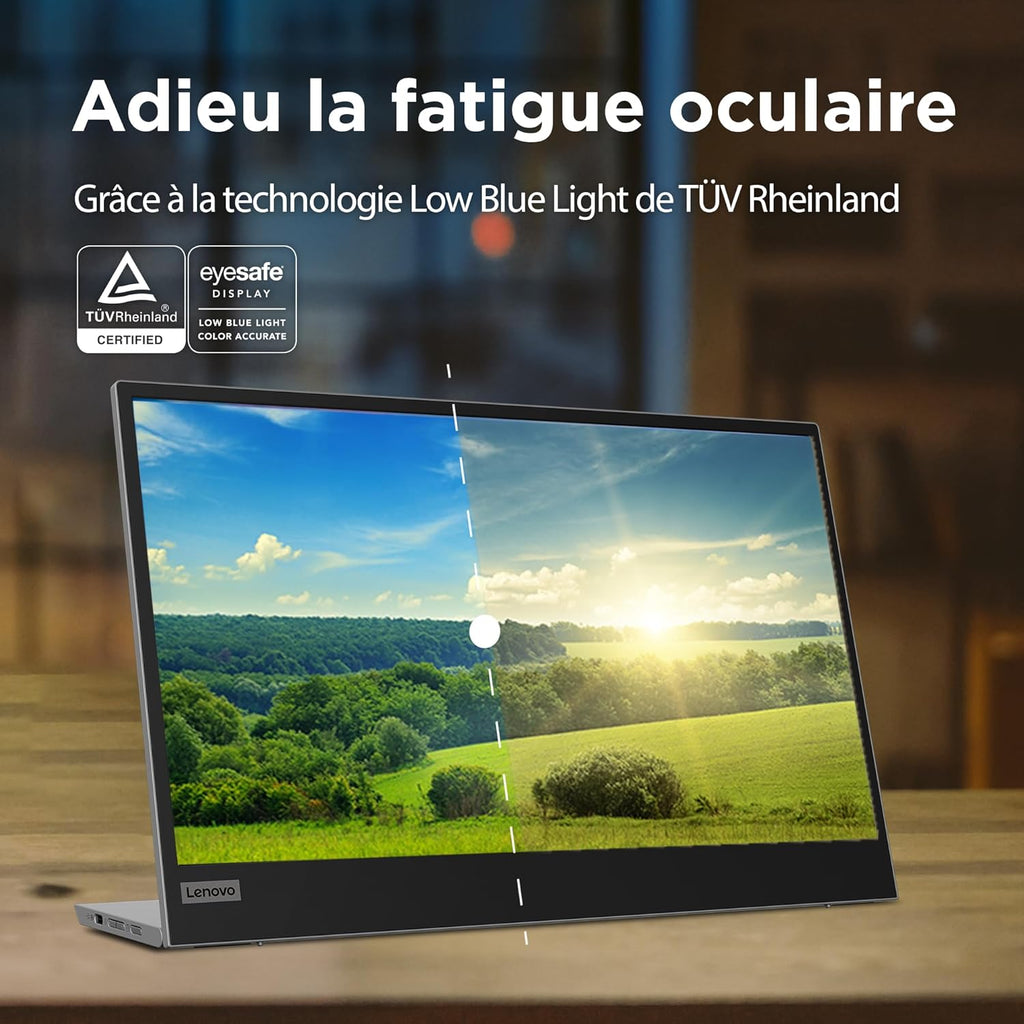 Monitor portátil Lenovo L15 (A21156FX0), pantalla de 15,6" (Full HD, IPS, 60 Hz, 6 ms, 2 entradas USB-C, cable a USB-C, inclinación ajustable) - Gris