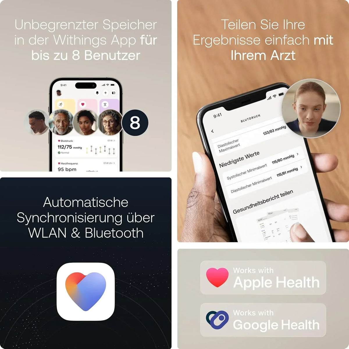 Tensiómetro de brazo BPM Vision 2 en 1 con medición de presión arterial y ECG, sincronización por Wi-Fi y Bluetooth, incluye brazalete