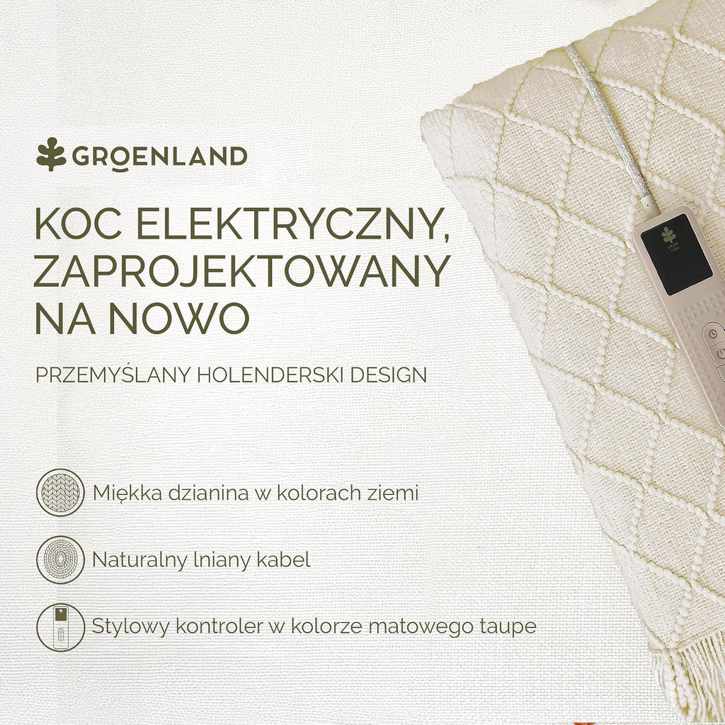Grenlandia BOHEM Ogrzewany koc elektryczny, 180 x 130 cm, na sofę, koc grzewczy z 9 poziomami ciepła i timerem automatycznego wyłączania, miękki, elektryczny, nadający się do prania koc na sofę i