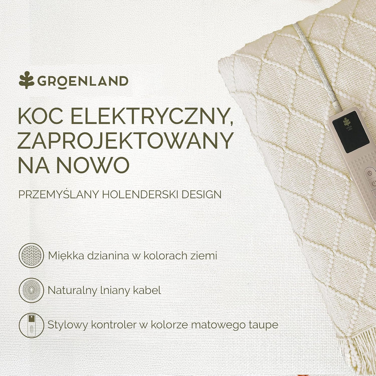 Grenlandia BOHEM Ogrzewany koc elektryczny, 180 x 130 cm, na sofę, koc grzewczy z 9 poziomami ciepła i timerem automatycznego wyłączania, miękki, elektryczny, nadający się do prania koc na sofę i