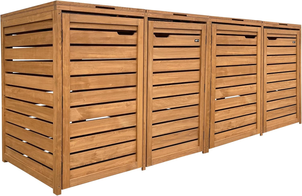 AXI Lex Cubrecontenedor de madera marrón | Cubierta para 4 cubos de basura - 240-960L | Caja para cubos de basura/Caja de almacenamiento